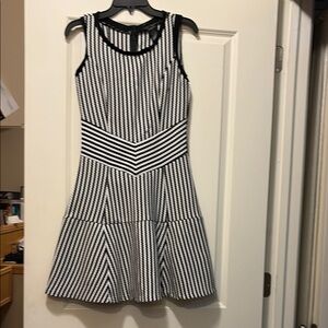 Aqua Black and White Fit and Flare Mini Dress